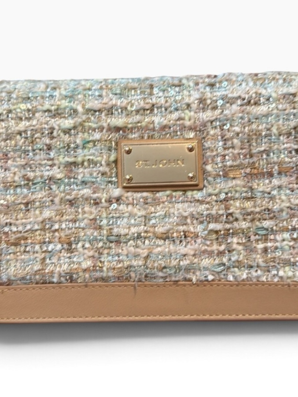 St John Handbag Tweed & Tan Leather Crossbody or Clutch - Picture 6 of 13